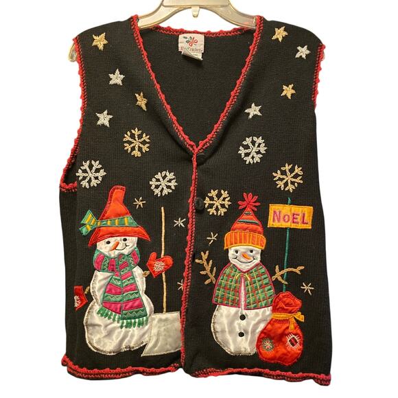Vintage Nutcracker Noel snowman snowflake sweater vest - Picture 1 of 5